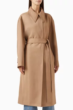 Belted Midi Mac Coat in Wool