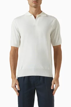 Buttonless Polo Shirt in Egyptian Cotton