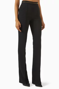 Chain-belt High-waisted Pants in Crepe