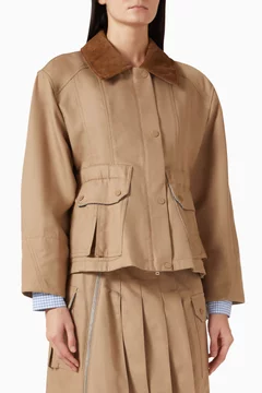 Crop Flounce Combo Jacket in Cotton