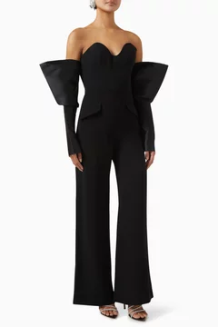 Cute Intentions Jumpsuit with Couture Sleeves in Crepe