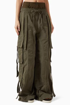 Double-waistband Pants in Cotton-blend