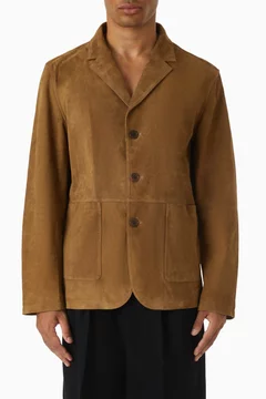 Leo Button-down Jacket in Suede