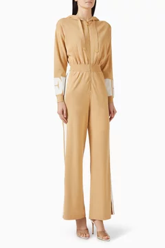 Logo Hooded Jumpsuit in Viscose-knit