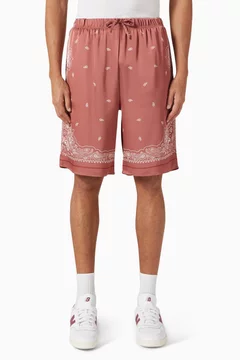 Paisley Print Shorts in Recycled Satin