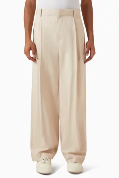 Pleated Wide-leg Pants in Twill