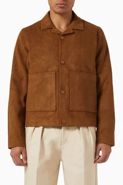 Revere Collar Jacket in Vegan Suede