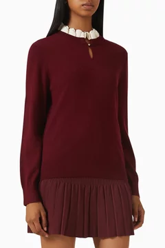 Ruffle-collar Sweater in Wool Blend