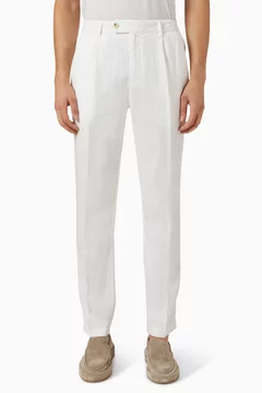 Tapered Pleated Pants in Linen