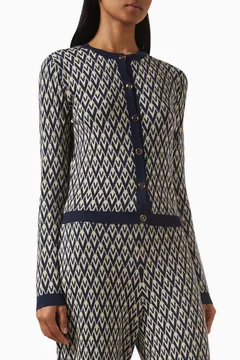 Toute la V Cardigan in Jacquard-wool