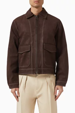 Zip Jacket in Suede & Pebbled Leather